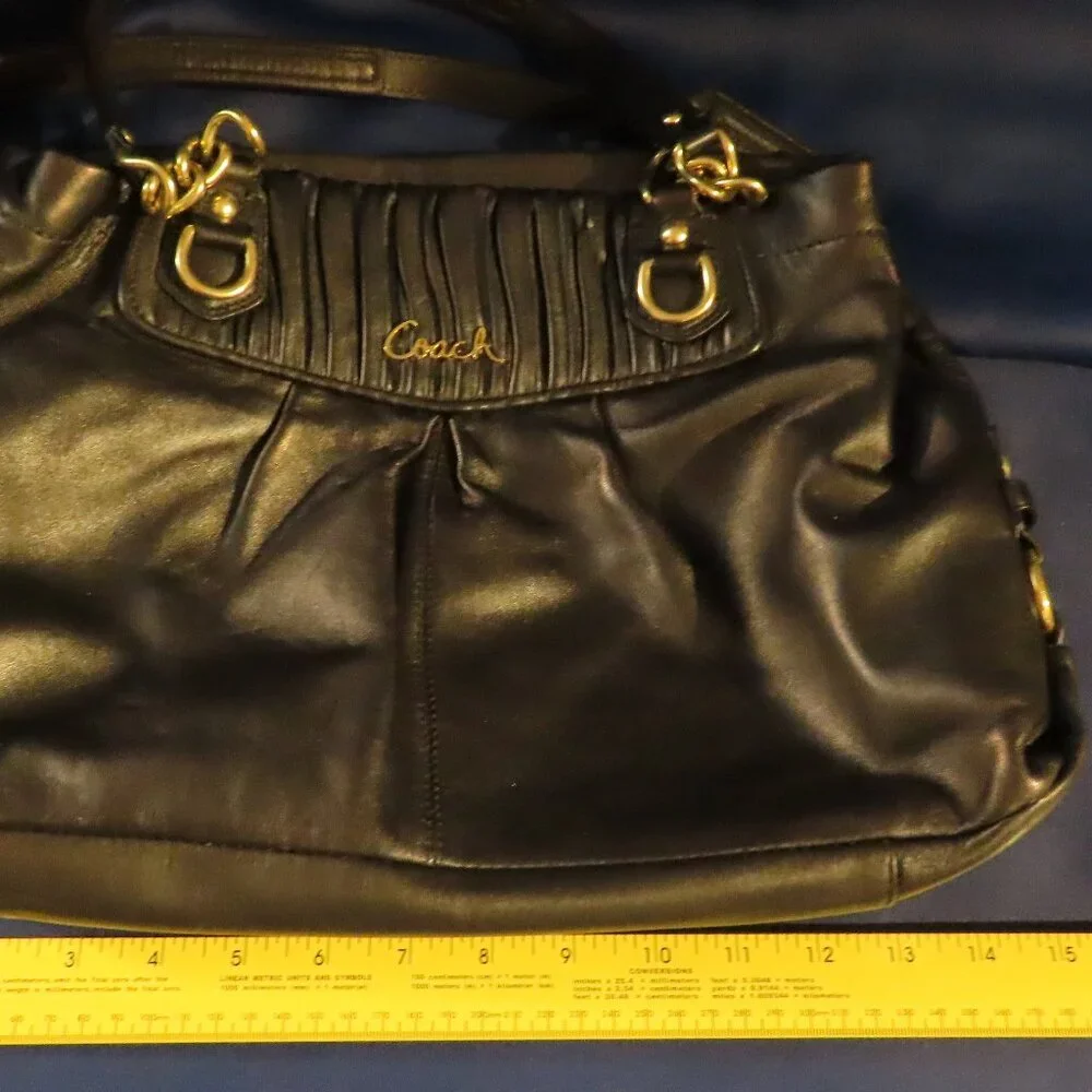 COACH Ashley Leather Handbag -Black - Picture 6 of 13